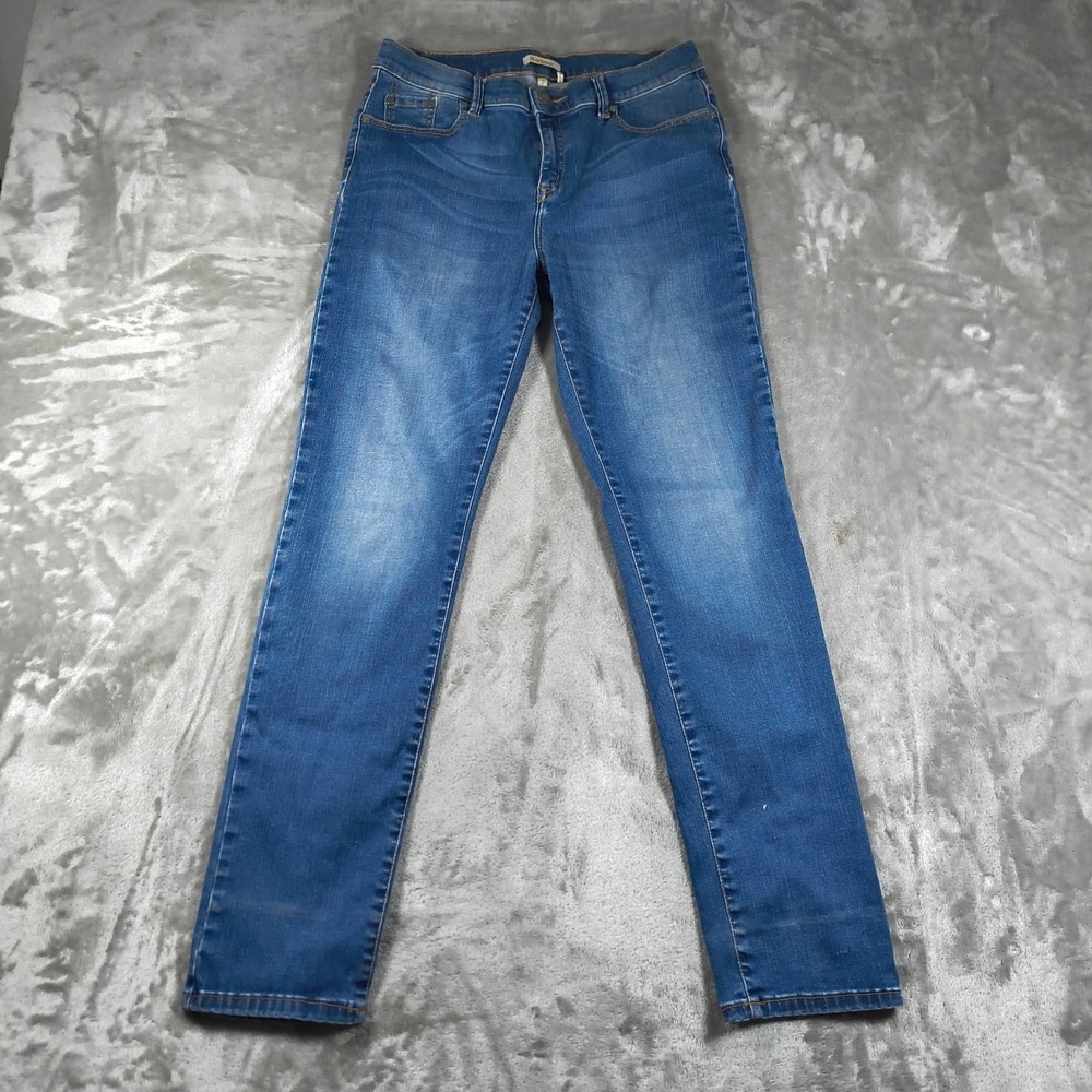 Barbour Jeans Women 14RG Blue Slim Skinny Stretch Denim Mid Rise Distressed Fade